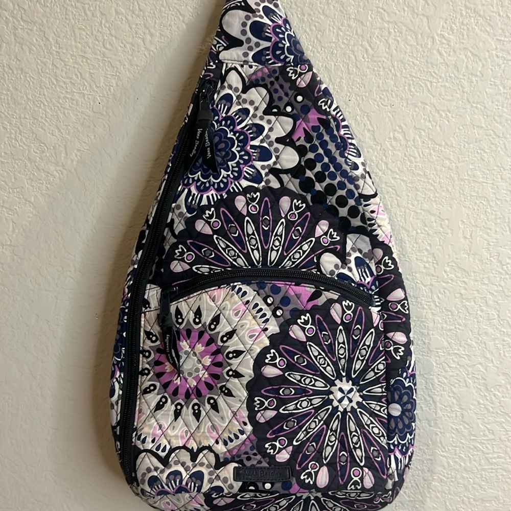 Vera Bradley Cotton Essential Compact Sling Crossbody Mimosa Medallion purple
